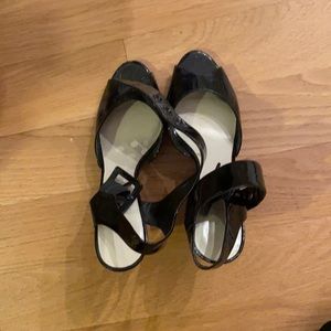 Black wedge shoes, really comfortable, slightly worn